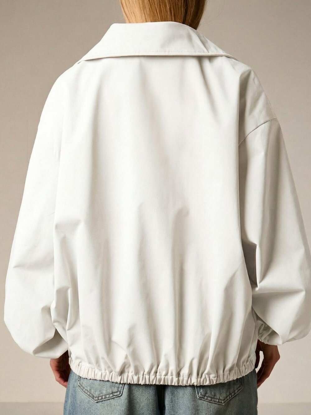 White Casual Women's Half Zip Pullover Lightweight Jacket - Picture 2 of 5
